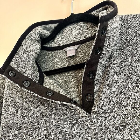 Eddie Bauer Sweater Women’s XL Gray Fleece Snap Mock Neck Knit Pullover - Picture 10 of 11